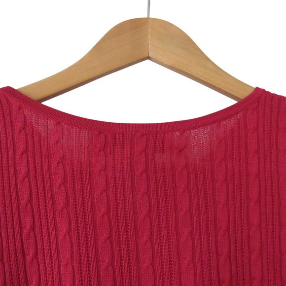 Joseph A Red Cable Knit Silk Sweater Medium - Picture 6 of 7